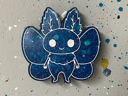 Small Blue Glitter Mothman Magnet
