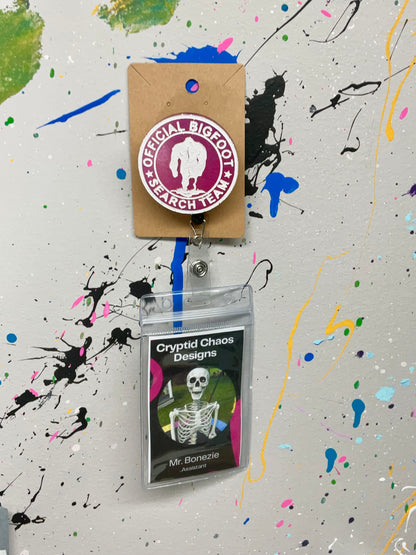 Pink Official Bigfoot Search Team Retractable Badge Reel- Glow in the Dark
