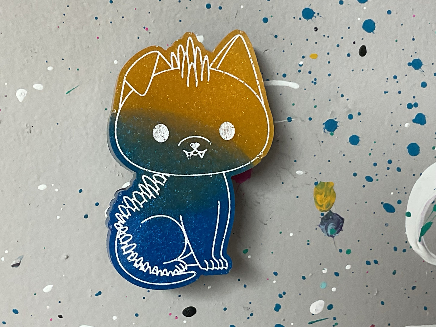 Small Blue Yellow Chupacabra Magnet Glow in the Dark