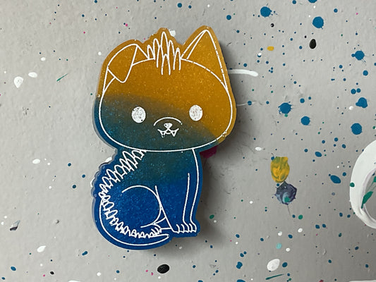 Small Blue Yellow Chupacabra Magnet Glow in the Dark