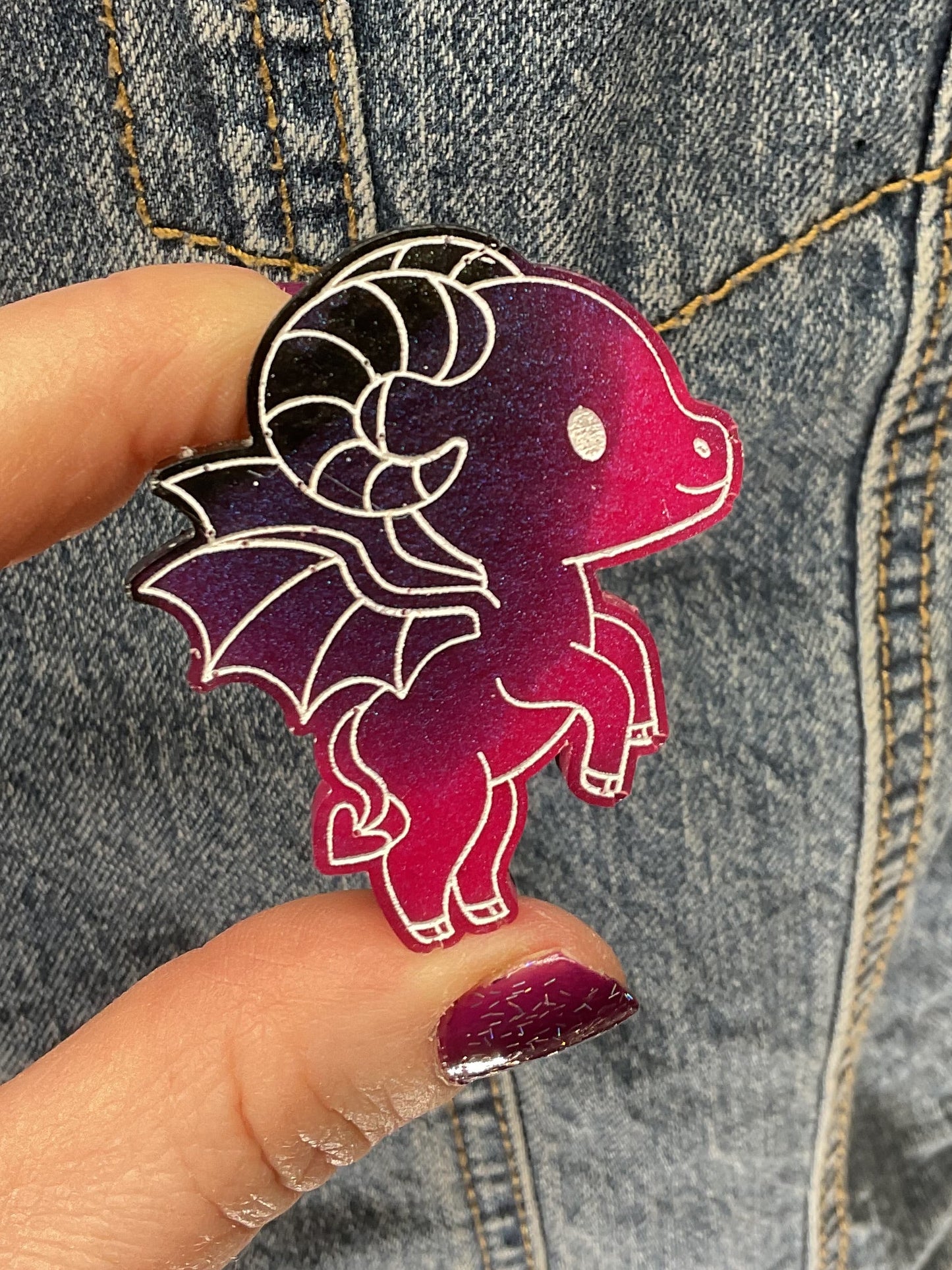 Green Pink Jersey Devil Pin Glow in the Dark
