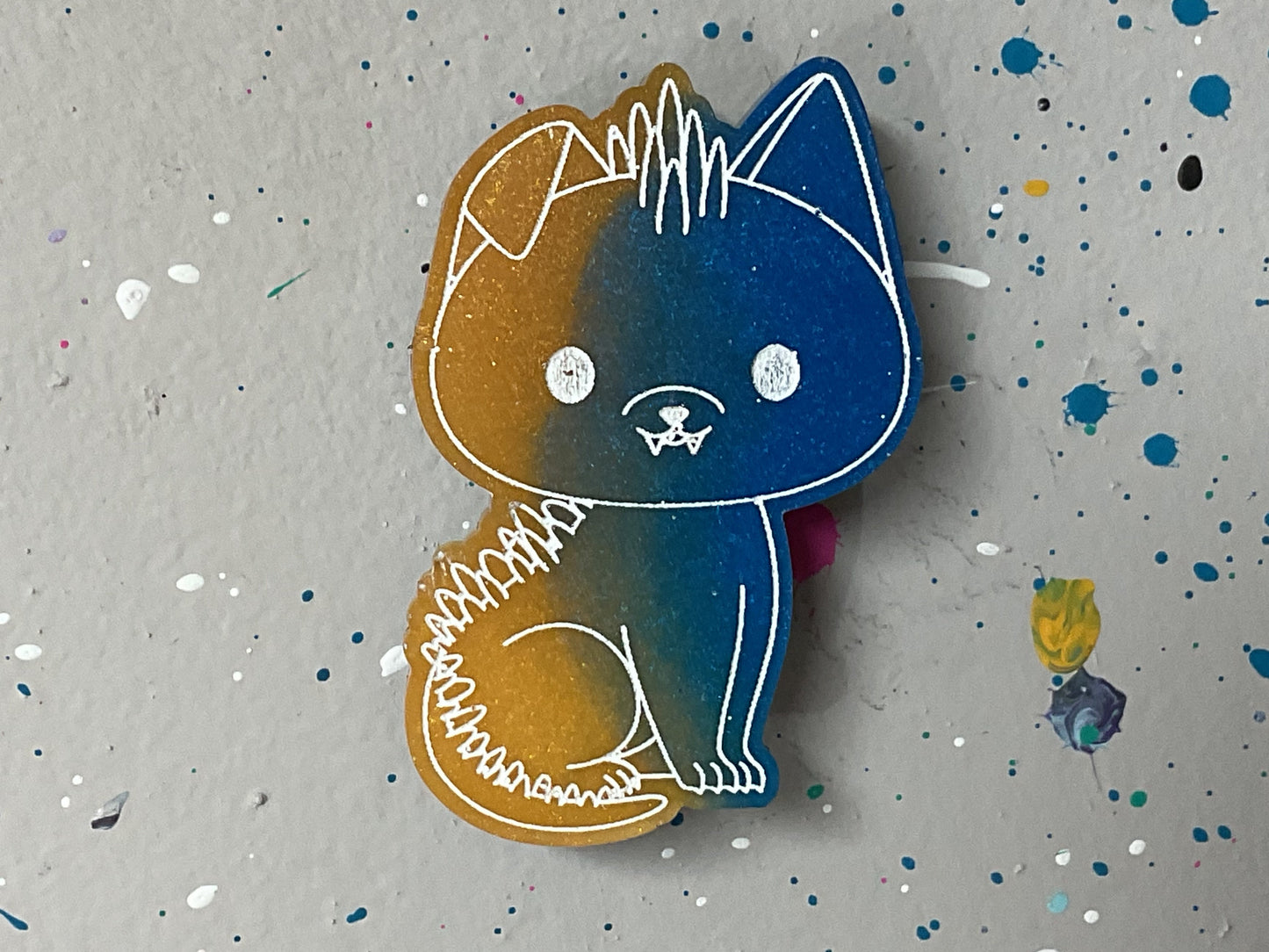 Small Blue Yellow Chupacabra Magnet Glow in the Dark