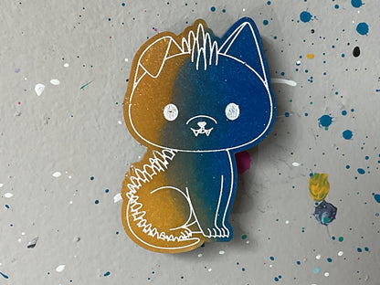 Small Blue Yellow Chupacabra Magnet Glow in the Dark