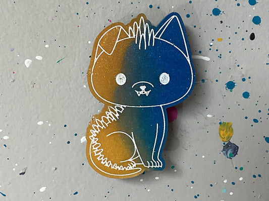 Small Blue Yellow Chupacabra Magnet Glow in the Dark