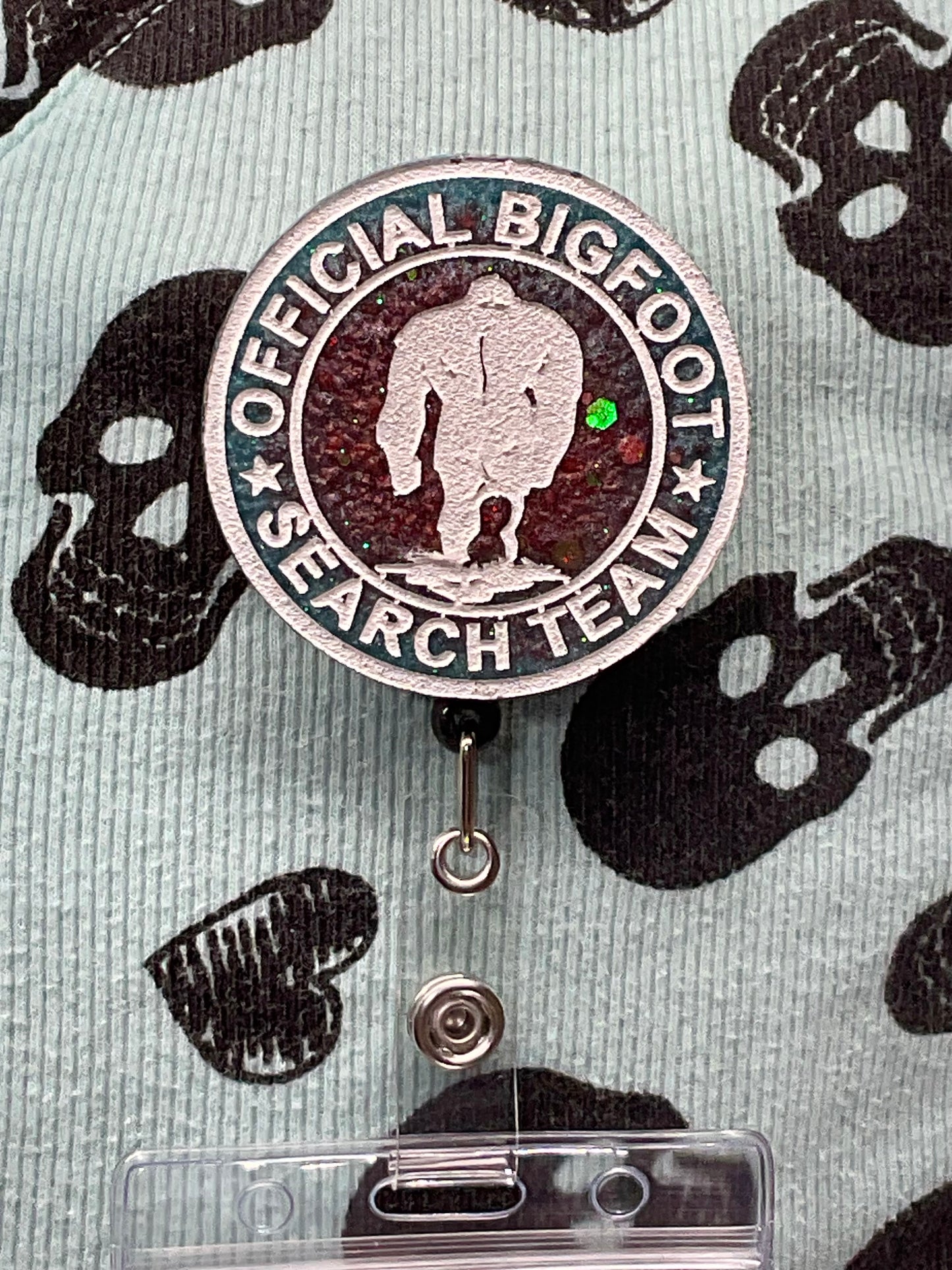 Official Bigfoot Search Team Retractable Badge Reel - Blue & Red