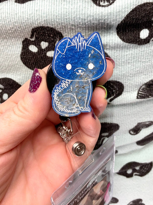 Blue Chupacabra Retractable Badge Reel