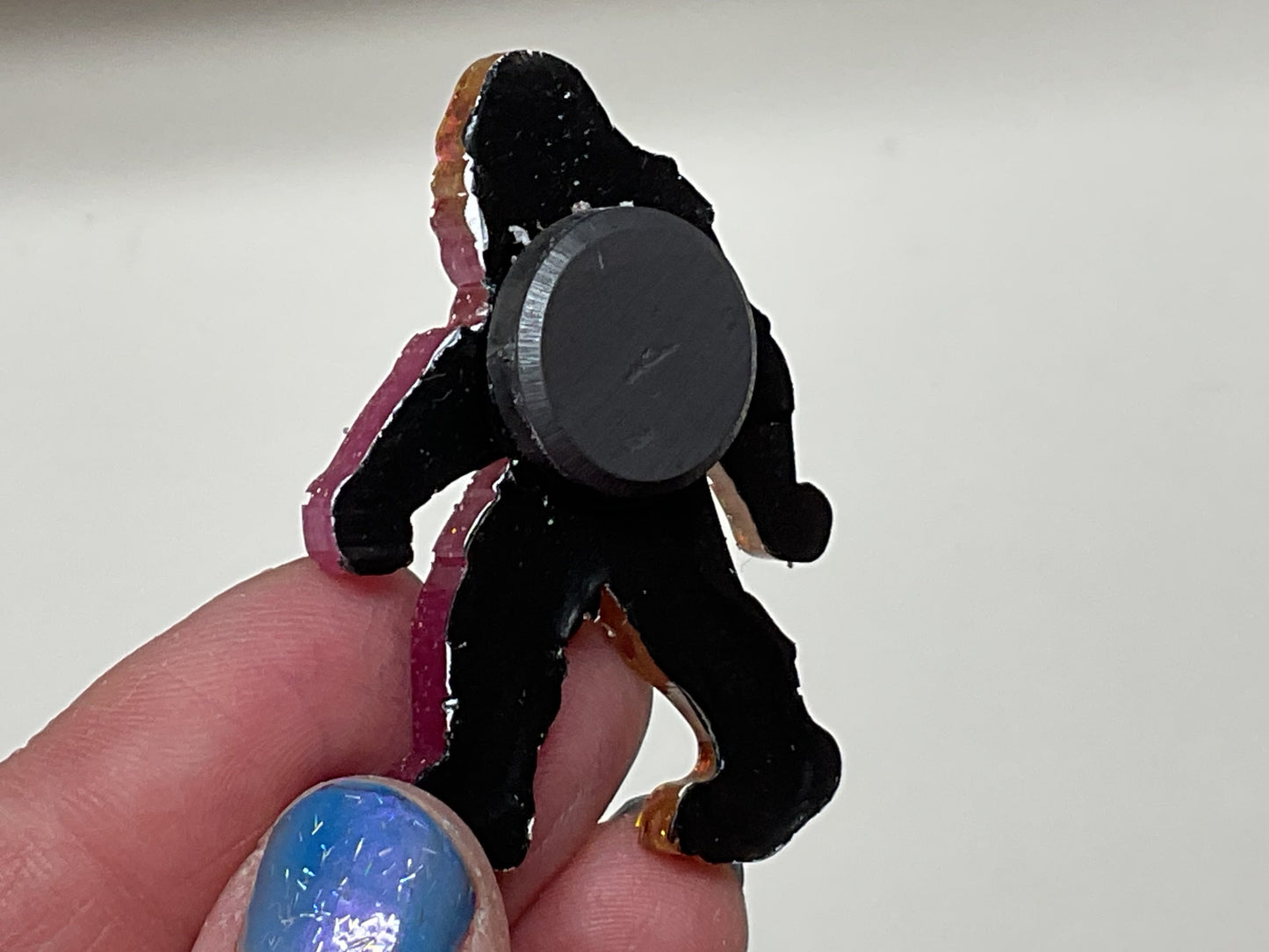 Small Pink & Gold Bigfoot Magnet