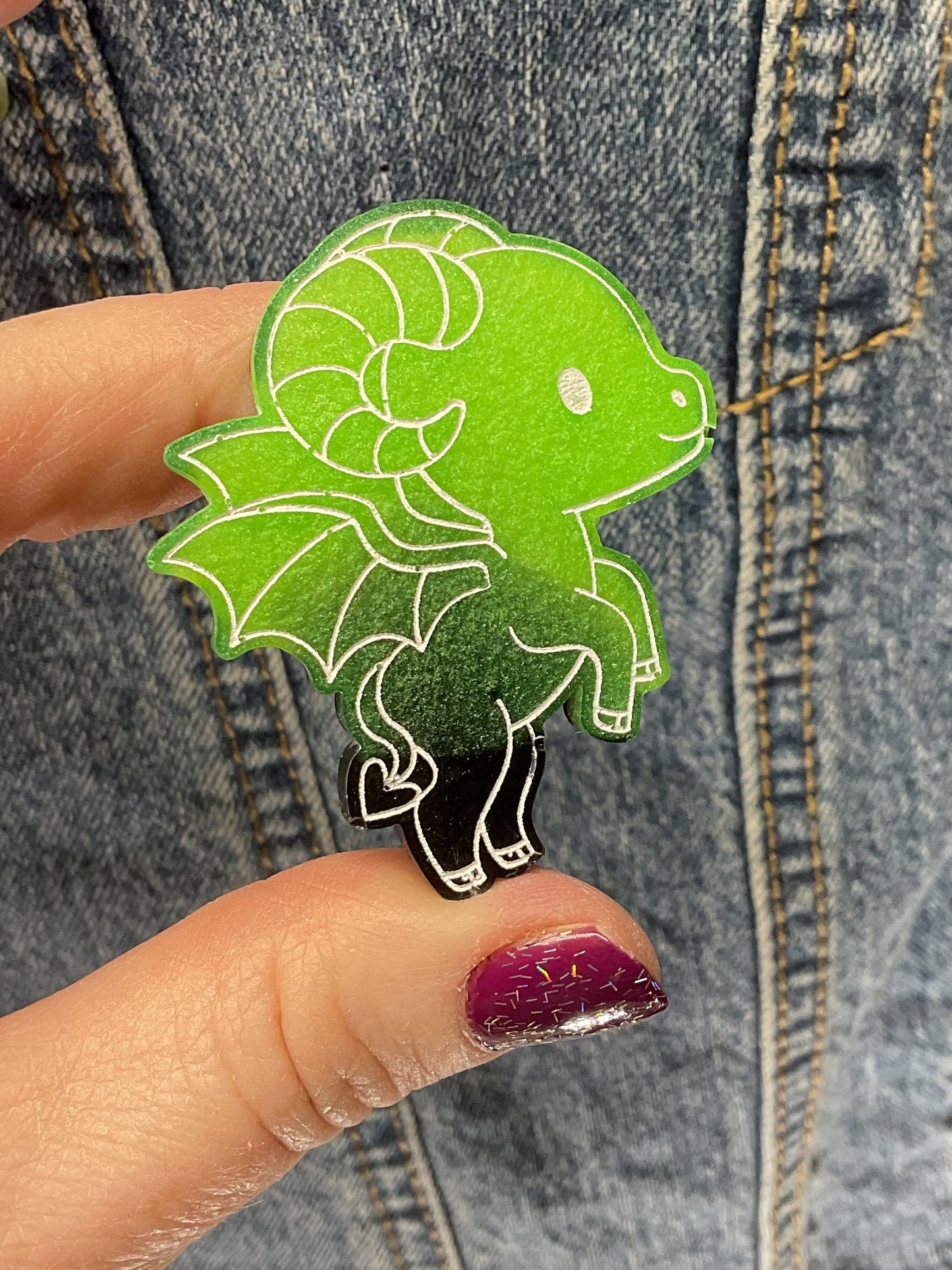 Green Black Jersey Devil Pin Glow in the Dark