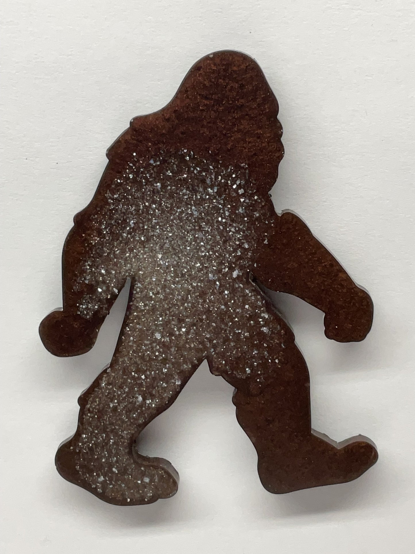 Large Brown Glitter Bigfoot Magnet - 5 Inches Tall