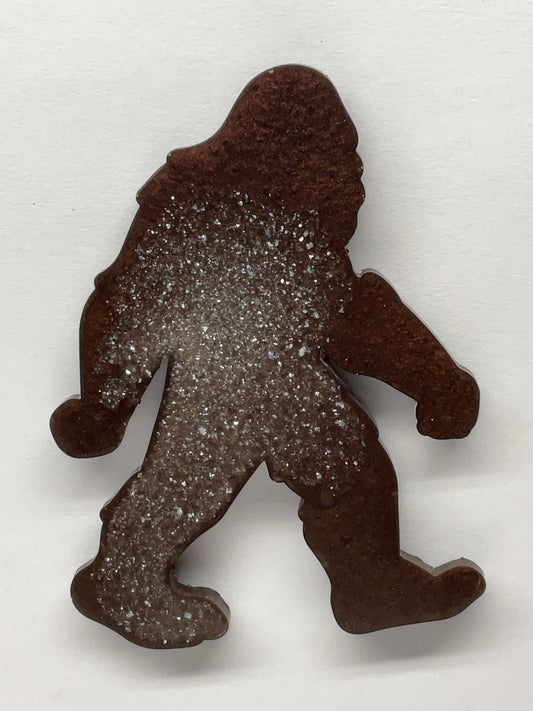 Large Brown Glitter Bigfoot Magnet - 5 Inches Tall