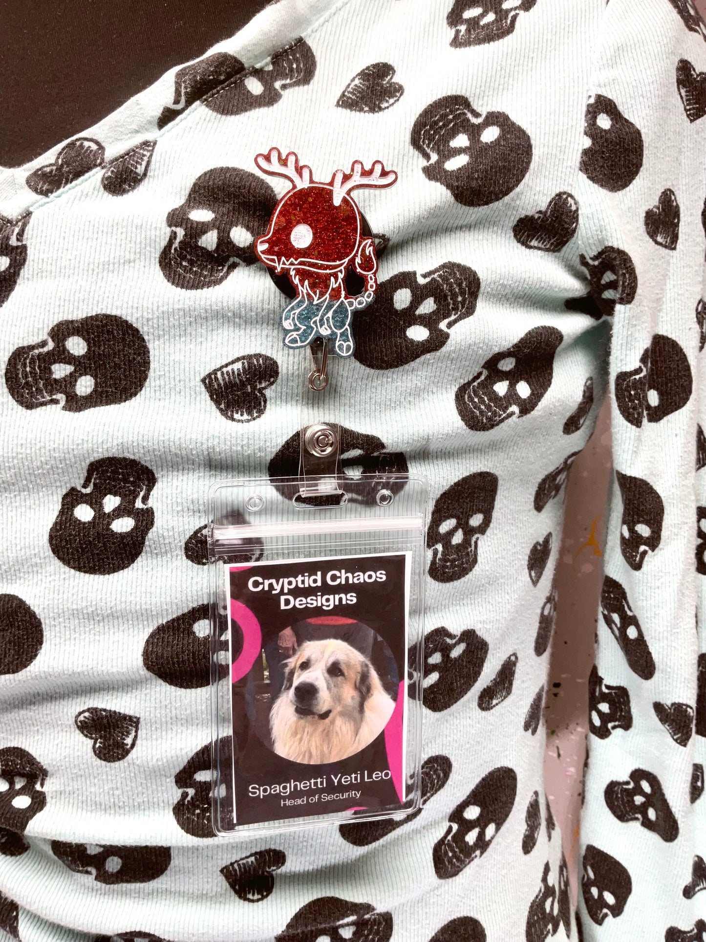 Red & Blue Glitter Wendigo Retractable Badge Reel