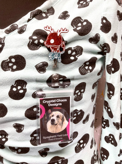 Red & Blue Glitter Wendigo Retractable Badge Reel