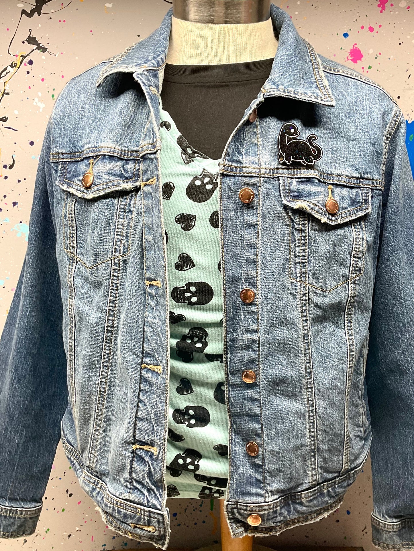 Black Glittery Loch Ness Monster Pin