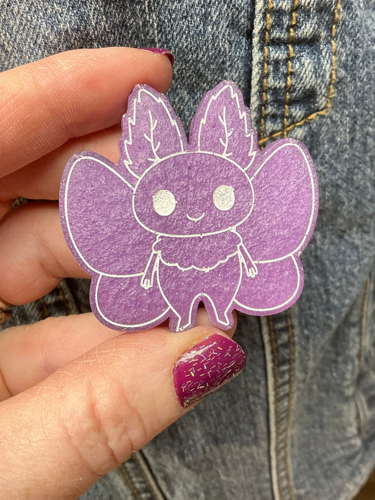 Purple Glow In The Dark Mothman Pin
