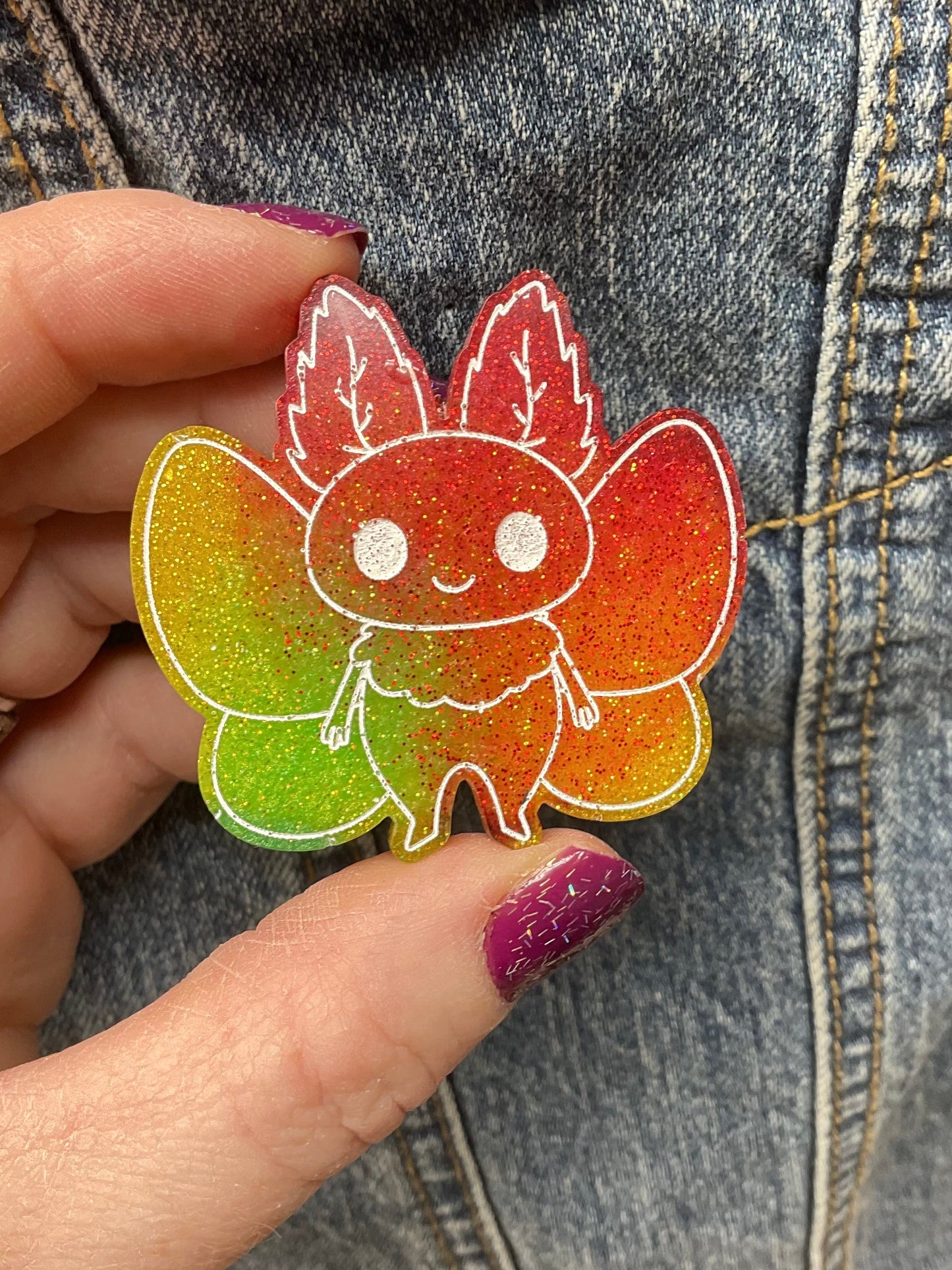 Rainbow Mothman Pin