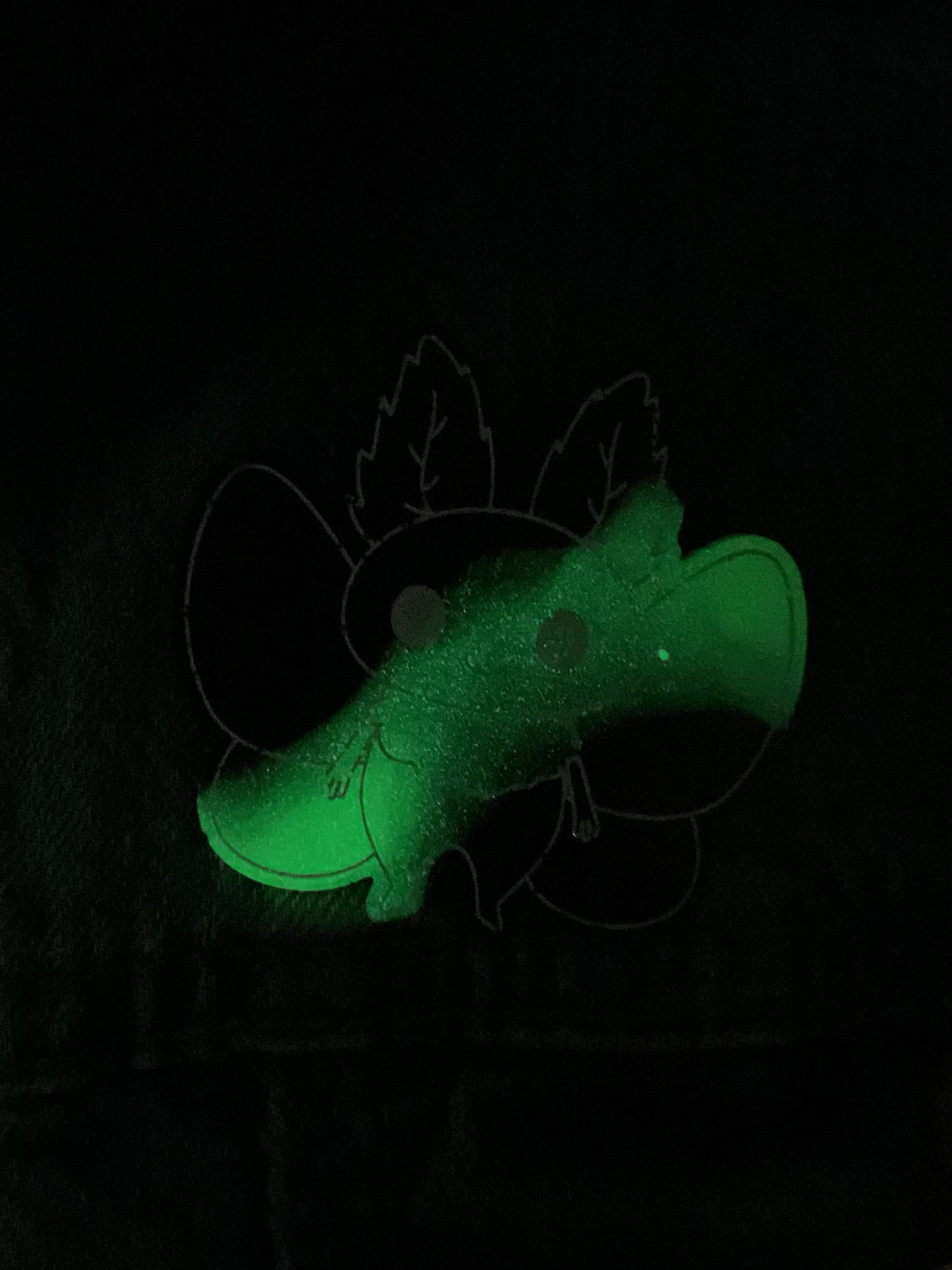 Green & Black Glow In The Dark Mothman Pin
