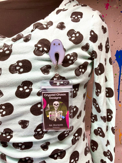 Ghostly White Nightcrawler Retractable Badge Reel