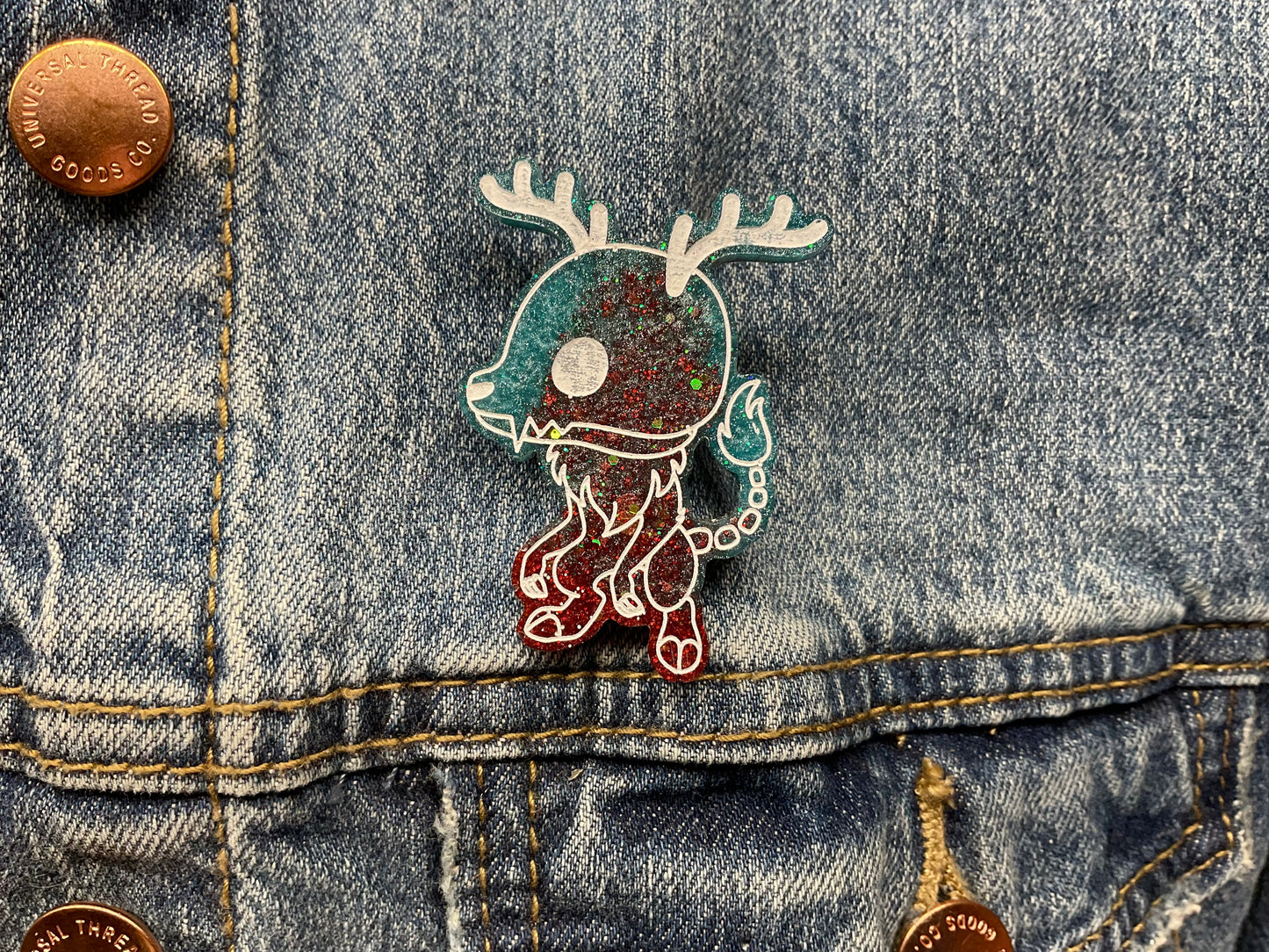Blue Red Wendigo Pin