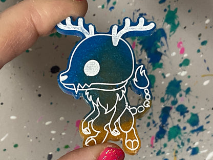 Small Blue Gold Wendigo Magnet Glow in the Dark