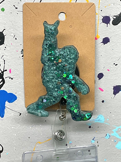 Green Bigfoot Rock Hand Retractable Badge Reel