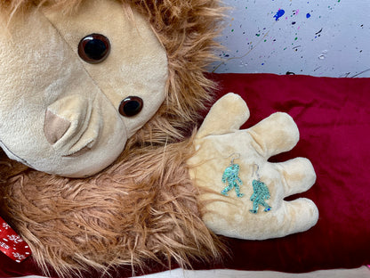 Green Bigfoot Dangle Earrings Hypoallergenic