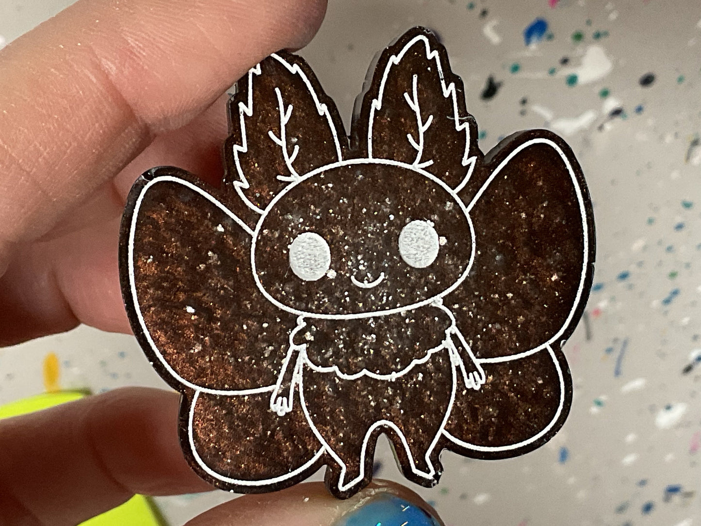 Small Brown & White Mothman Magnet