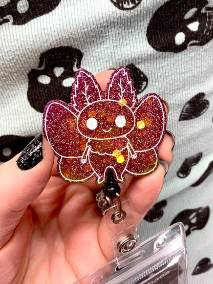 Pink & Gold Mothman Retractable Badge Reel