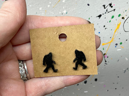 Black Bigfoot Stud Earrings Hypoallergenic