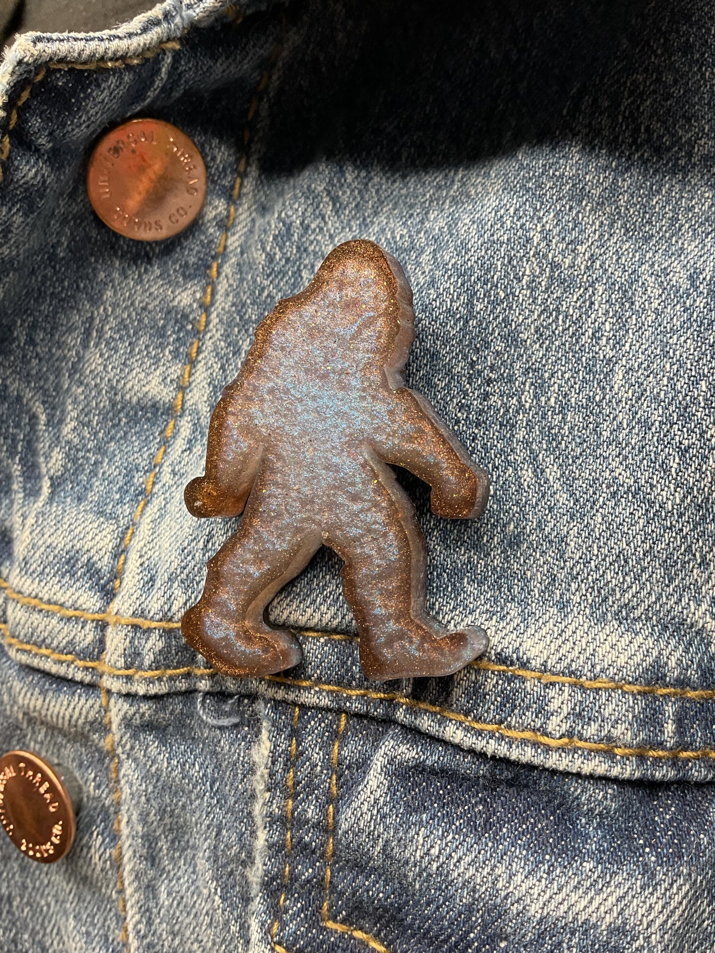 Blue Brown Bigfoot Pin