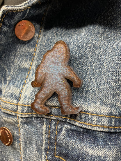 Blue Brown Bigfoot Pin