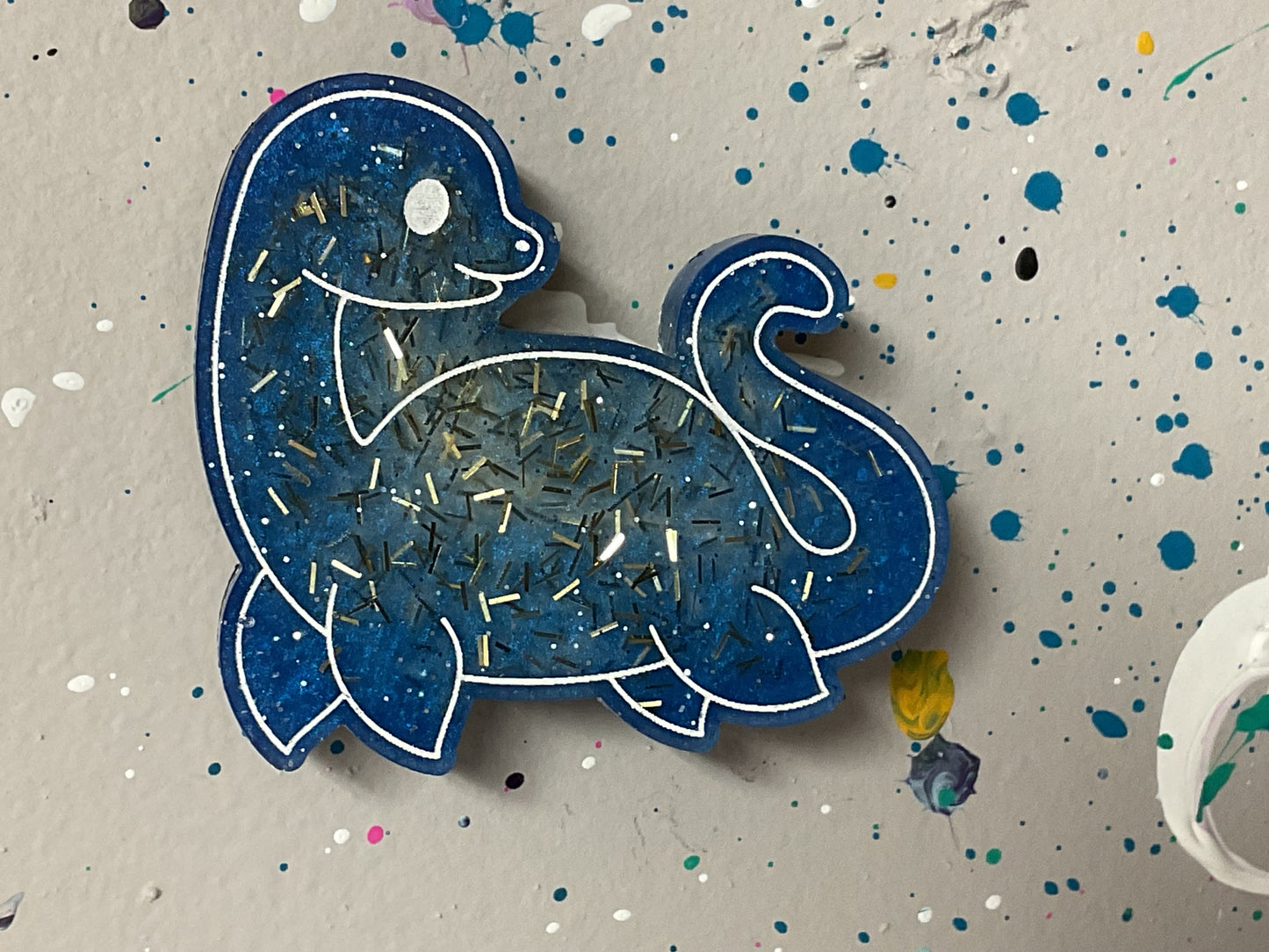 Small Loch Ness Monster Blue Gold Magnet