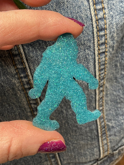 Teal Glitter Bigfoot Pin
