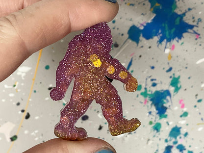 Small Pink & Gold Bigfoot Magnet