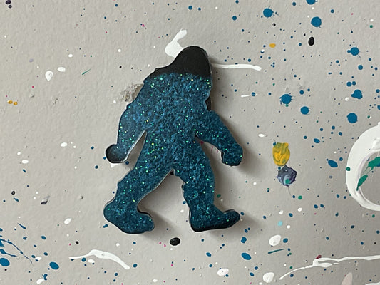 Small Teal & Black Bigfoot Magnet