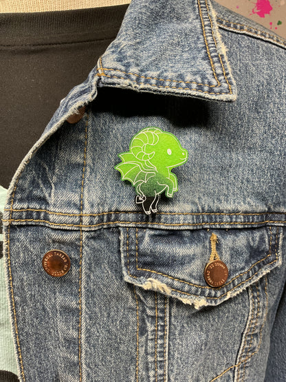 Green Black Jersey Devil Pin Glow in the Dark