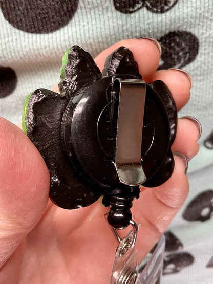 Green & Black Mothman Retractable Badge Reel - Glow in the Dark