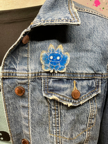 Blue & Yellow Mothman Pin