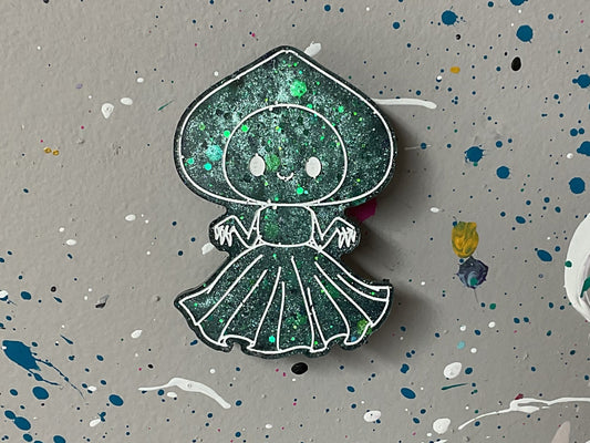Small Flatwoods Monster Green Glitter Magnet
