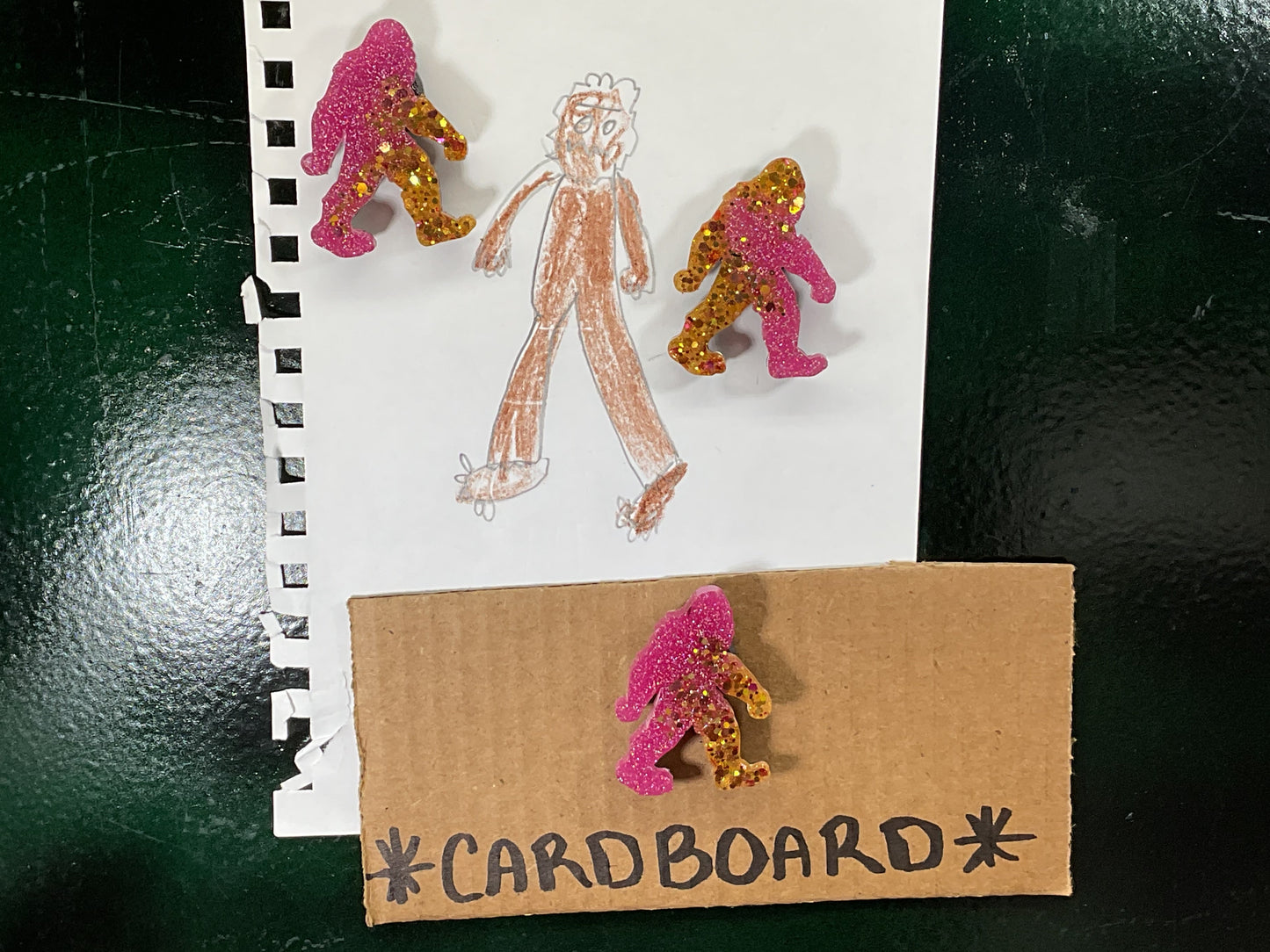 Small Pink & Gold Bigfoot Magnet
