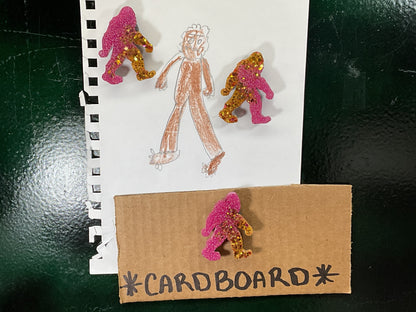 Small Pink & Gold Bigfoot Magnet