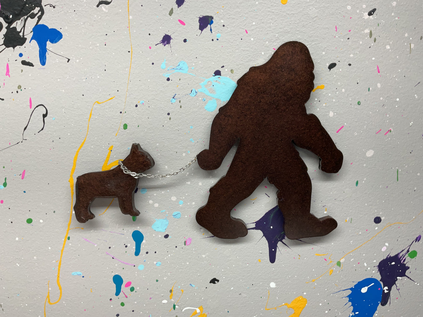 Large Bigfoot Walking Dog Magnet - French Bulldog Thin Chain