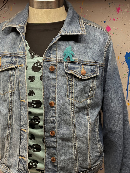 Teal Glitter Bigfoot Pin