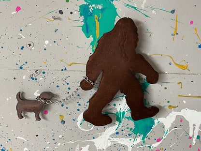 Large Bigfoot Walking Dog Magnet - Puppy with Thick Chain