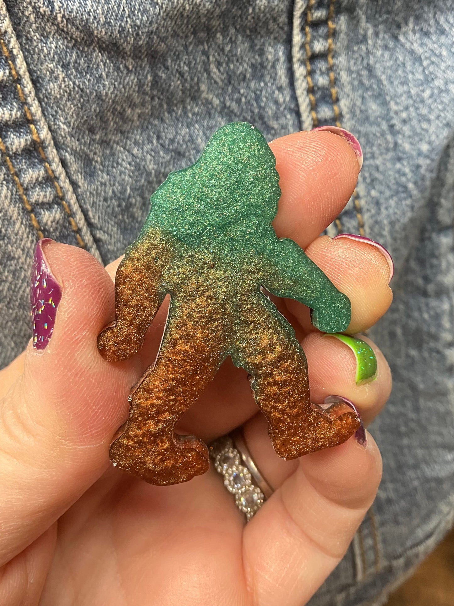 Brown & Green Bigfoot Pin