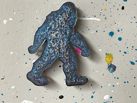 Small Iridescent Blue Brown Bigfoot Magnet