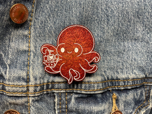 Red Kraken Pin