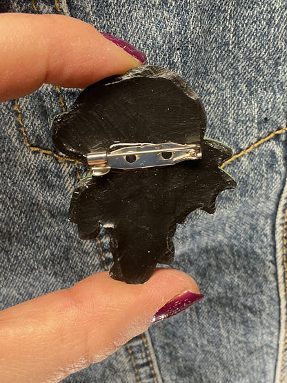 Green Black Jersey Devil Pin Glow in the Dark