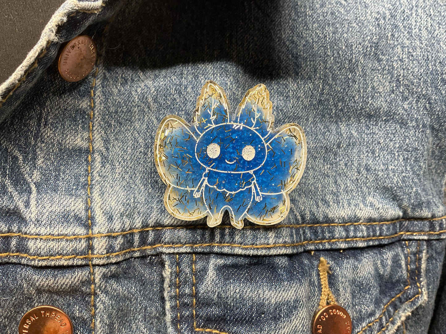 Blue & Yellow Mothman Pin