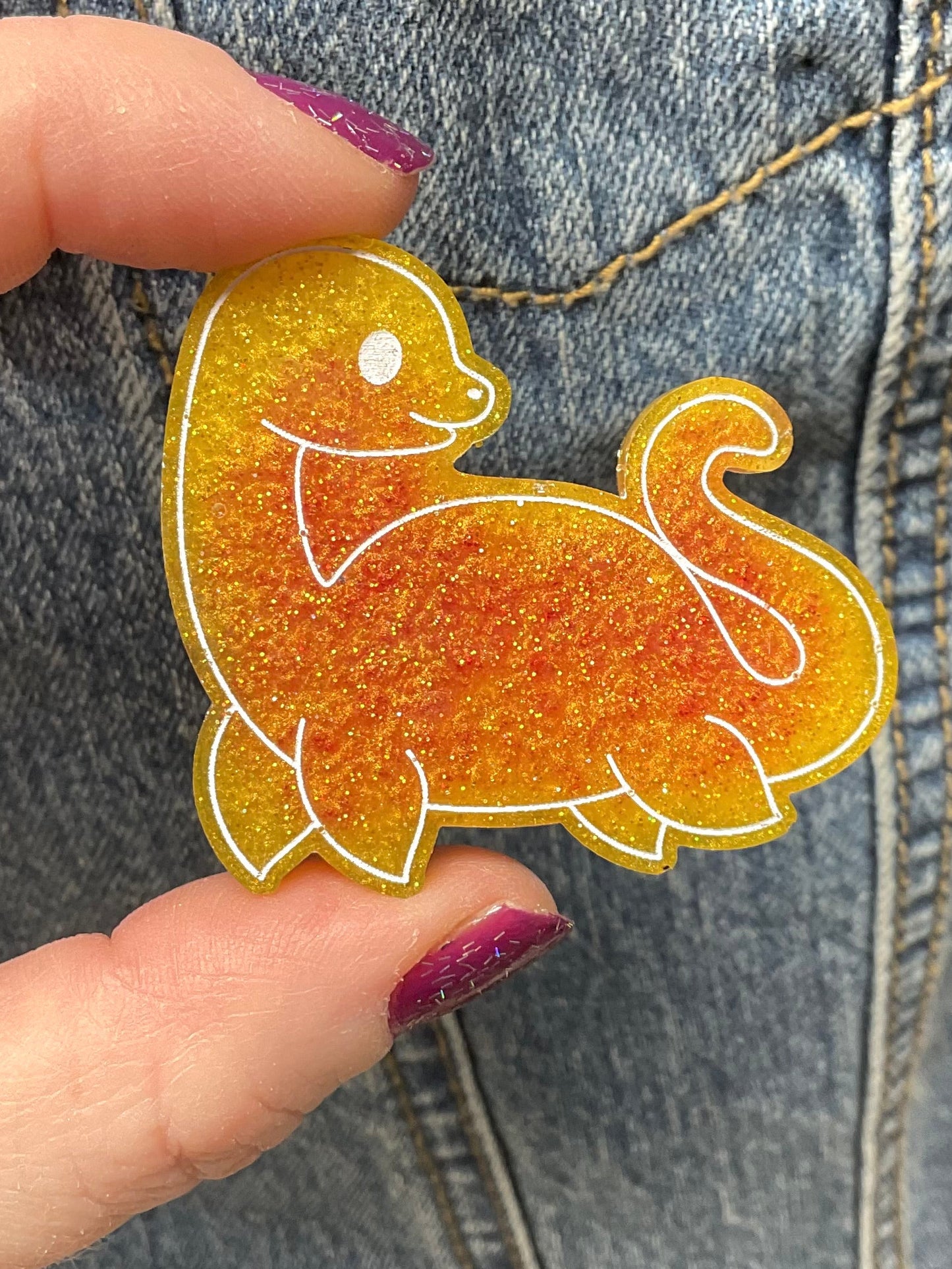 Fiery Orange Loch Ness Monster Pin