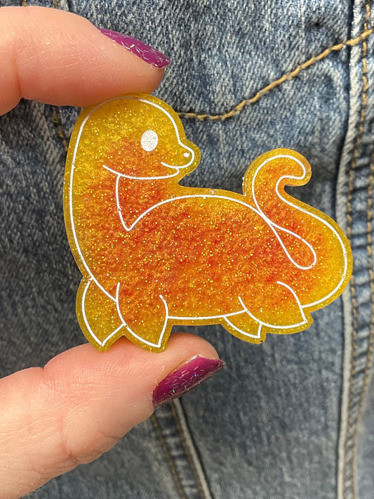 Fiery Orange Loch Ness Monster Pin